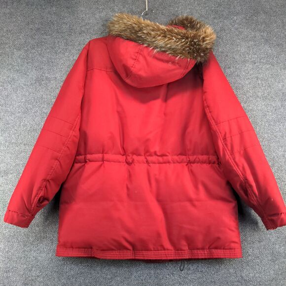 Lauren Ralph Lauren Men's Down Vegan Fur Hooded Parka Jacket Red Small - Picture 7 of 16